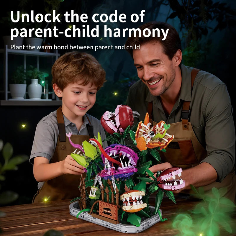 Creative 1266Pcs Carnivorous Plant Manor Building Blocks MOC Man-eating Flower Garden Bricks Home Decoration Toys Children Gift