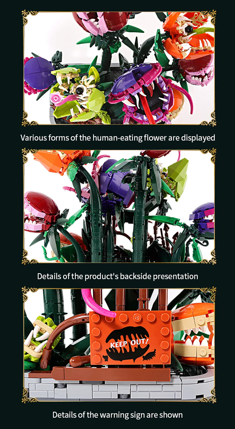 Creative 1266Pcs Carnivorous Plant Manor Building Blocks MOC Man-eating Flower Garden Bricks Home Decoration Toys Children Gift