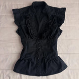 Y2K Gothic Aesthetic Top Square Neck Women's Retro Harajuku Fashion Casual Fairy Style Sweet and Cute Emotional Girl
