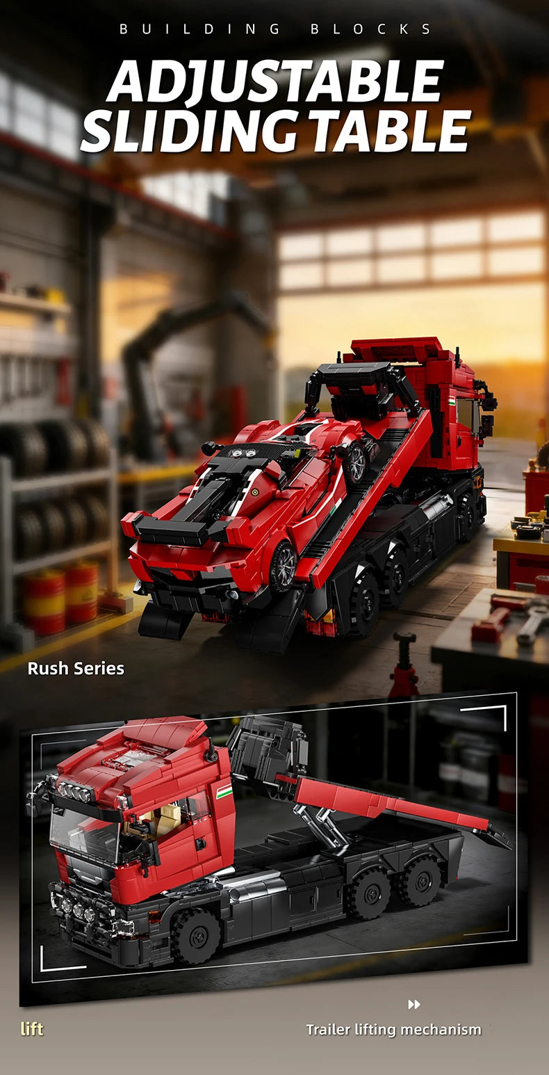 Technical Blocks Truck Sets Trailer Cars Transport Vehicle Creative MOC Building Toys Birthday Gifts Adult 1728Pcs Bricks Model