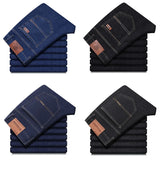 OUSSYU Brand Classic Retro Blue Men's Jeans Denim Pants Work Streetwear Straight Stretch Business Autumn Winter Cotton Trousers