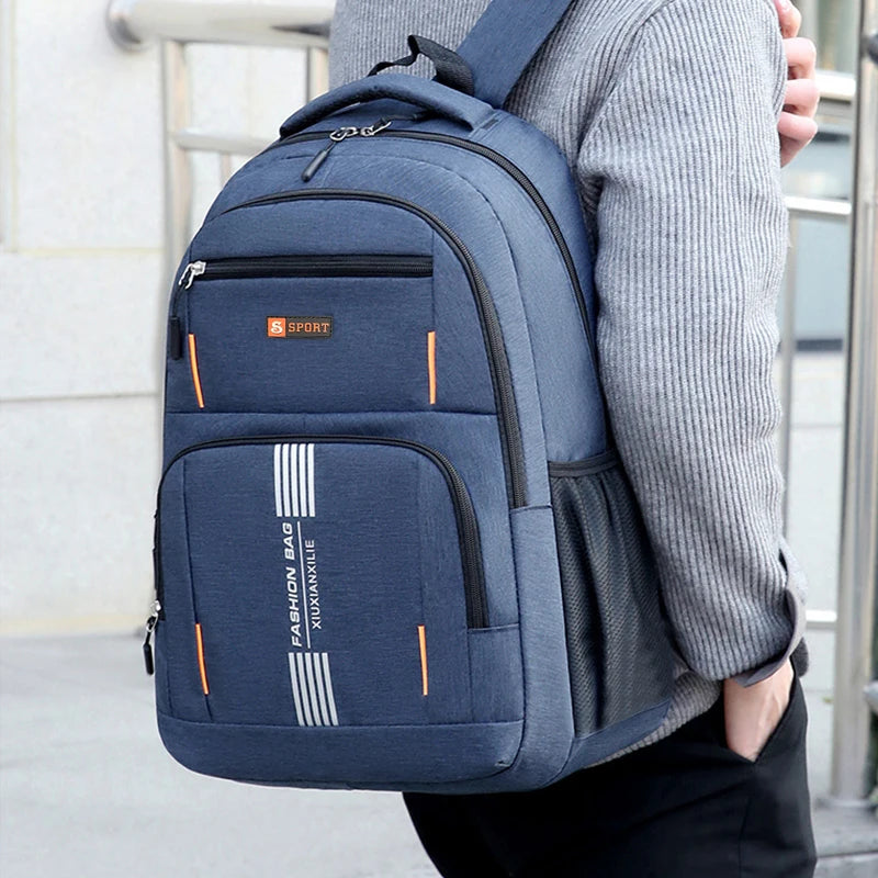 Fashion Minimalist Men’s Rucksack, Lightweight Nylon Backpack with Multiple Storage Slots for School & Weekend Trips