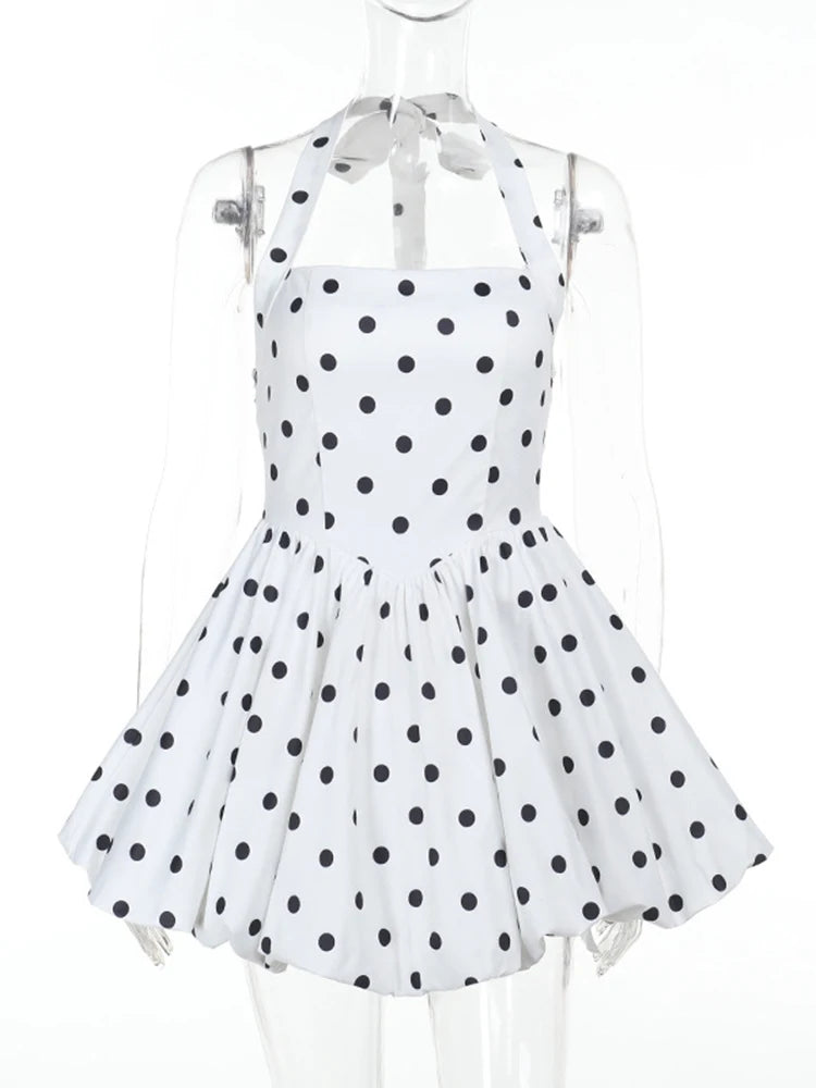 Polka Dot Halter Mini Dress
