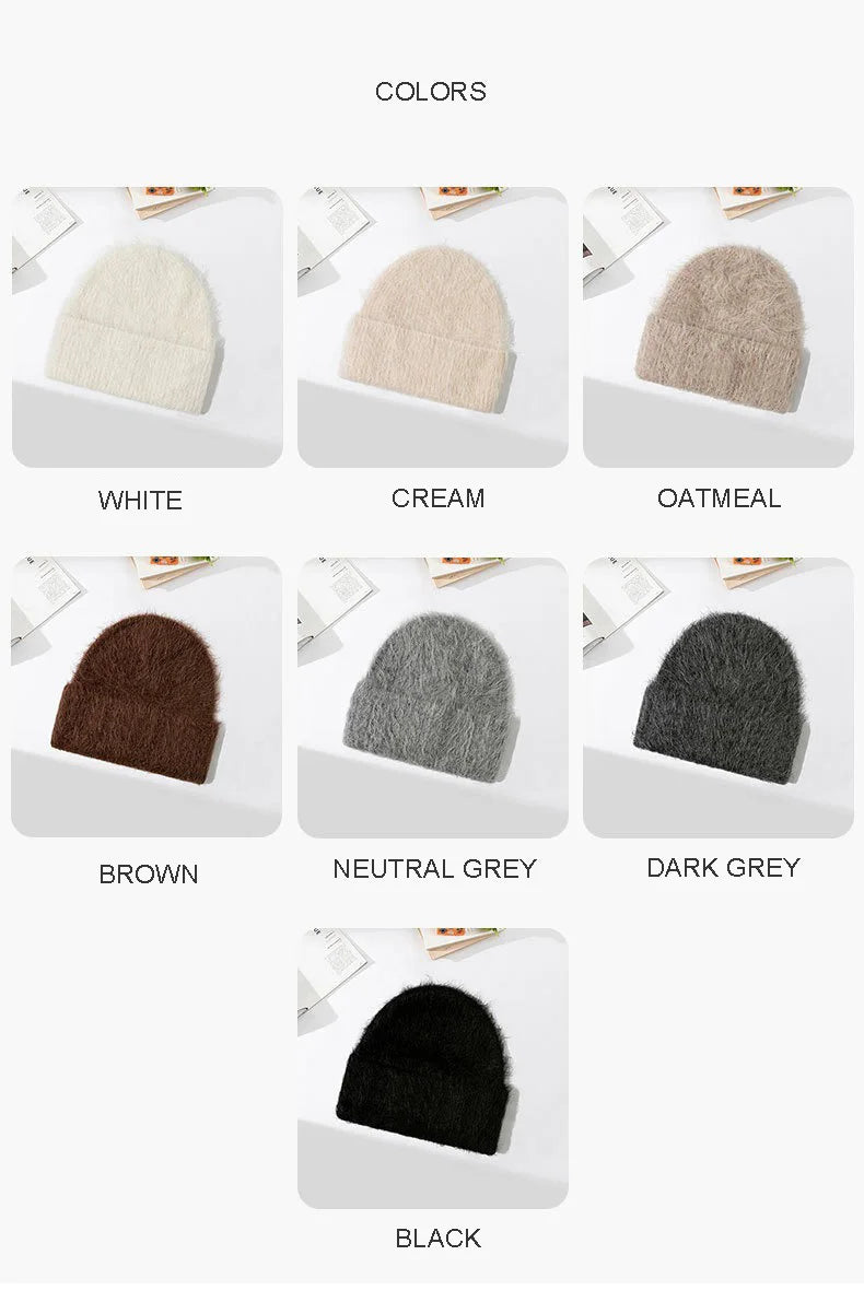 Fluffy Alpaca Wool Beanie | Women's Cozy Knit Winter Hat