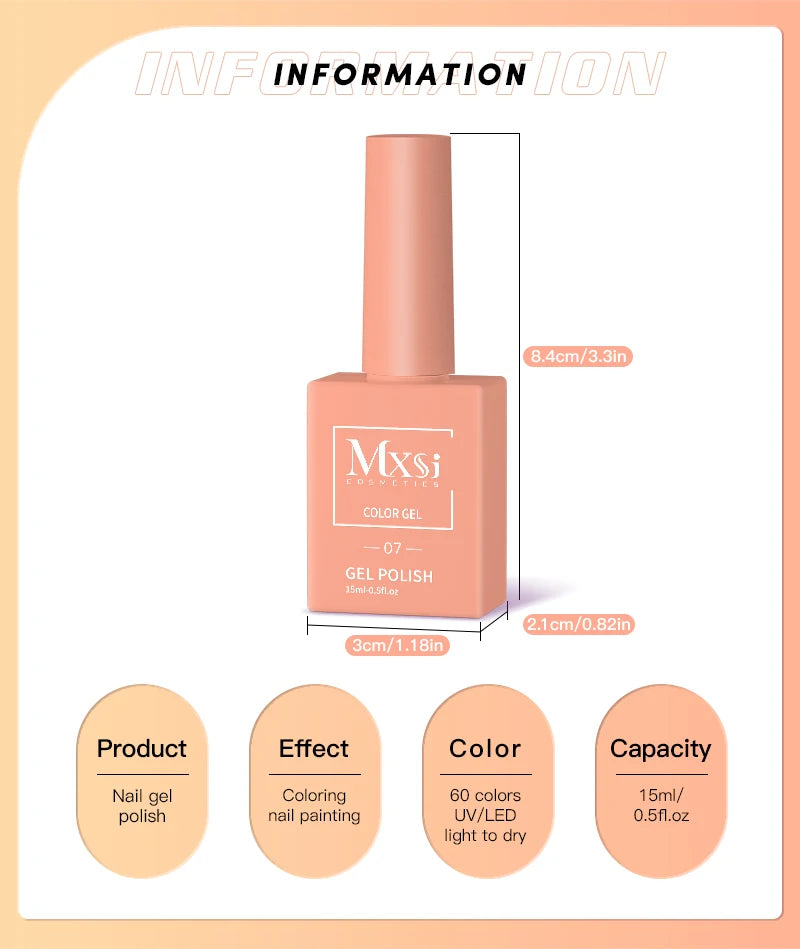 MXSI 60-Color Gel Nail Polish Kit – Glitter UV Set