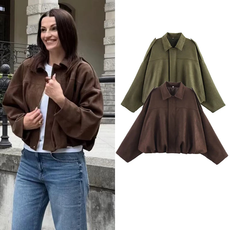 Chic Suede Bomber Jacket