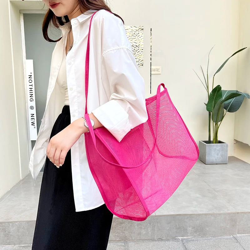 Women's Mesh Tote Bag for Beach & Shopping