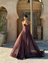 Bella Sequin Strapless Evening Gown | Ruched Bust & High Slit