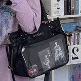 Italife Luxury Large Ita Bag with Ribbon ACG Display Women Blue Big Clear Shoulder Bag with Pin Insert Girl Pink Itabag Bow H201