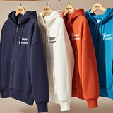 Top Quality Custom Cotton Zipper Hoodie Print Photo Text Brand Logo Men Womens Thick Fleece Autumn Winter Warm Sweatshirt 350gsm