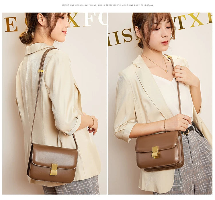 Women’s Genuine Leather Shoulder Bag 2025 Trend Brand Small Square Bags Luxury Designer Handbag Fashion Messenger BagsTofu Bags