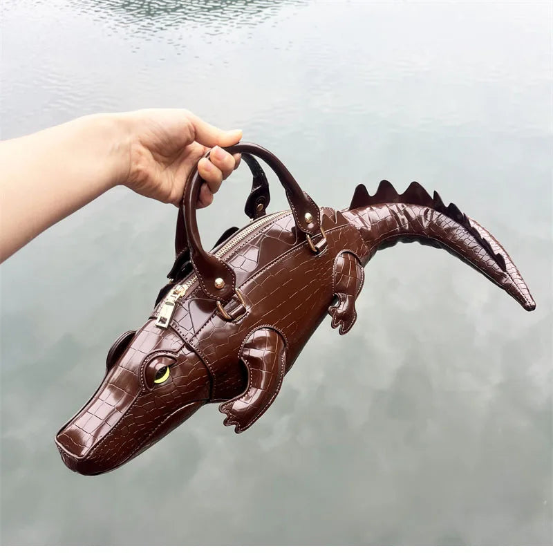 New Trendy Crocodile Shape Handbag for Women, Europe and America Fashion Tote Designer Female Casual Shoulder Crossbody Bag Ins