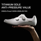 Santic Men's Cycling Shoes New Hardness16 Titanium Alloy Sole Auto-Lock Outdoor Bicycle Sneaker Adjustable Pro Road Racing Shoes