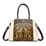 New Vintage Embossed Handmade Handbag For Women Versatile PU Leather Shoulder Bag 3 Layers Large Capacity Crossbody Bags Female
