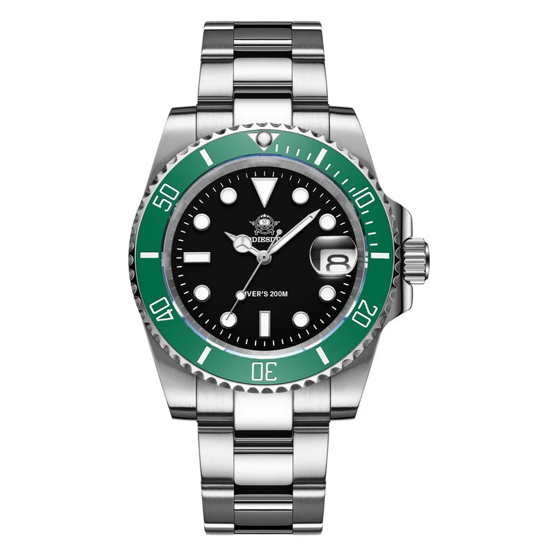 ADDIESDIVE NEW Luxury Men’s Quartz Watch 200M Diver Watch BGW9 Super Luminous Ceramic Bezel Stainless Steel Business Wristwatch