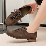 AIYUQI Women's Genuine Leather Lace-Up Oxford Loafers