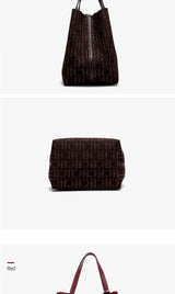 CH Women's Handbag Large Capacity Women's Simple Daily Commute Versatile Solid Color Letter Printed Design Shoulder Bag