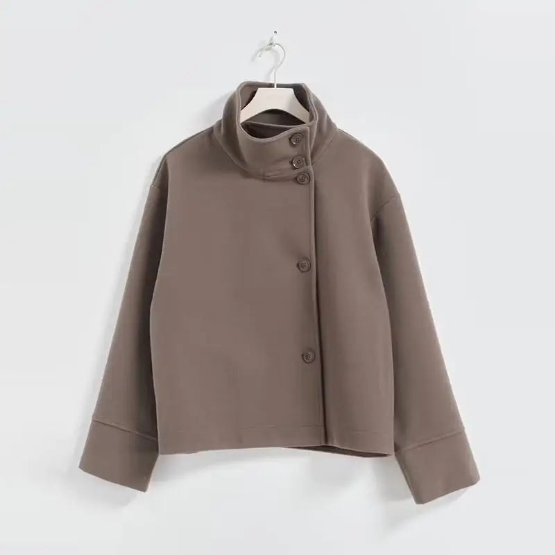 Urban Stand-Collar Woolen Coat