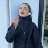 Urban Stand-Collar Woolen Coat