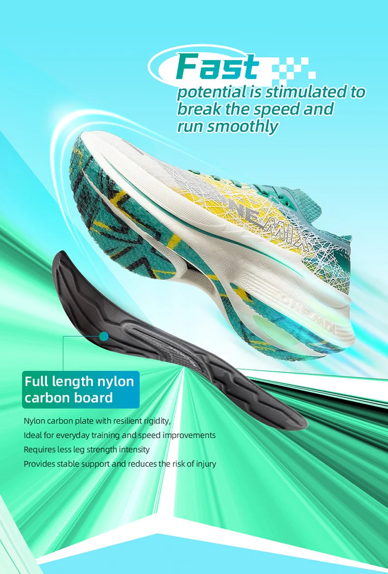 ONEMIX Marathon Carbon Plate Running Shoes Shock Absorption Ultra-light Sports Shoes Rebound Technology Outdoor Men Sneakers