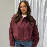HXAO Suede Cropped Jacket Women's Bomber Jacket Oversized Batwing Sleeves Outerwears Lady Casual Loose Coat Street Style Jackets