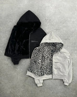 Leopard Print Two Sides Retro Fashion Wearing Loose Zipper Hoodie Men High Street Trend Punk Casual Oversized Sweatshirts Women