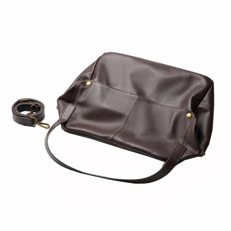 2026 New Large Capacity Women's Shoulder Bag Genuine Leather Tote Casual Handbag for University Students And Commuters Crossbody
