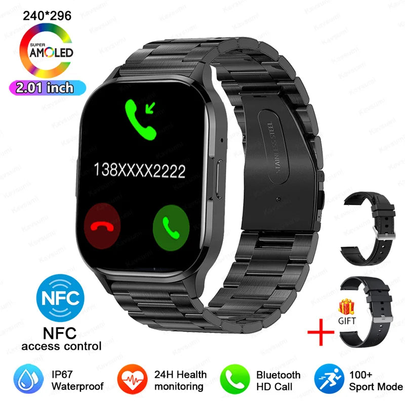 GUHUAVMI AMOLED Smartwatch – Bluetooth Call & Health Tracker