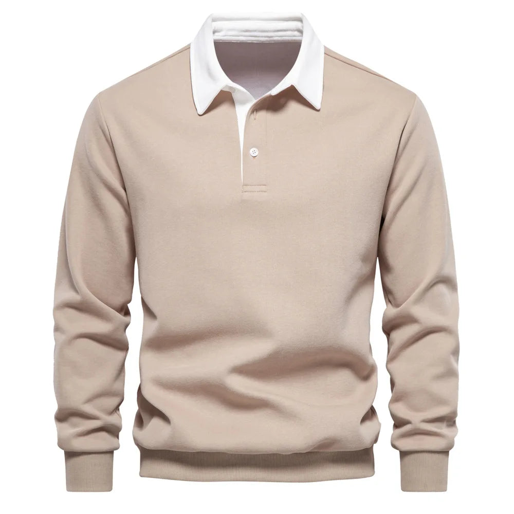 Men's Relaxed Polo Collar Sweater – Autumn Long Sleeve