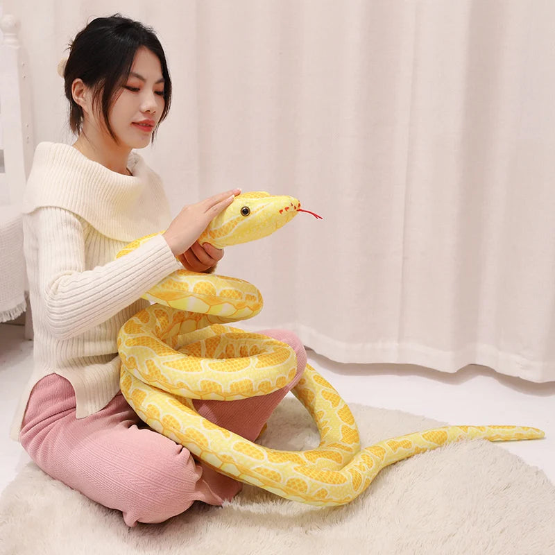 Giant Python-Print Plush Snake Pillow & Home Décor