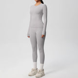 2 PCS Sportswear Yoga Set Gym Clothes Yoga Suits For Women Fitness Set Tracksuits Sports Long Sleeve Crop Top Gym Leggings