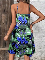 Tropical Print V-Neck Summer Maxi Dress