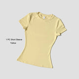 Quick-Drying Gym Leggings Set Sport Suit Short Sleeve Breathable Stretchy Slim Fitness Active Top Tight Gym Set