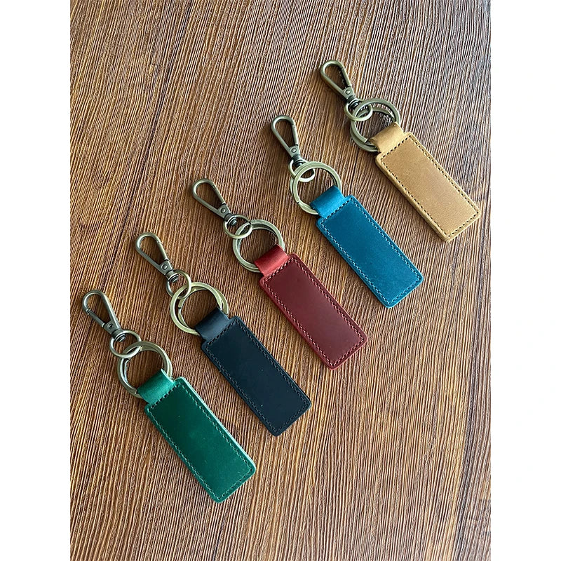 Free Customized Fashion Women Genuine Leather Keychain Vintage Creative Pendant Handmade Small Gift DIY Present Car Key Chain