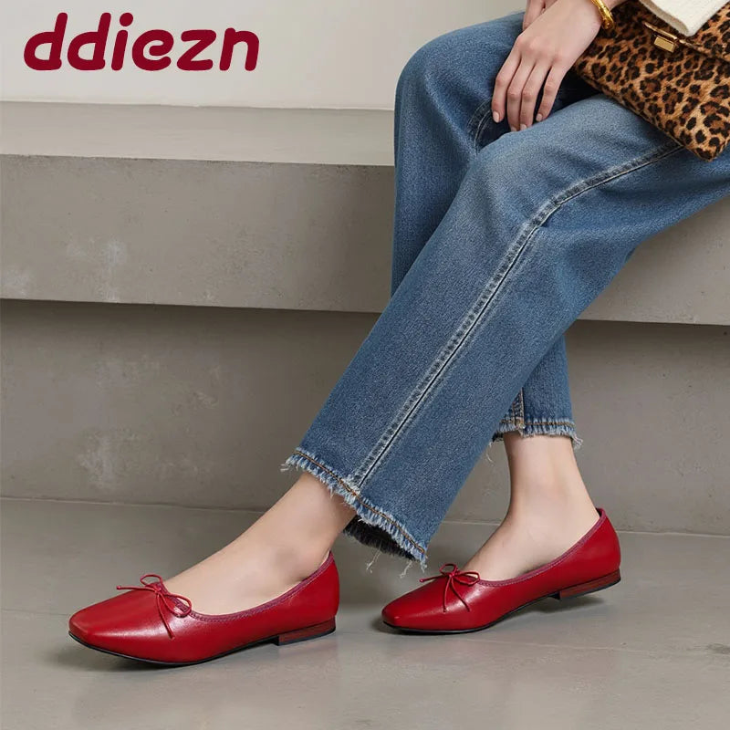Luxury Butterfly-Knot Footwear Flats With Shoes For Women Female Soft Fashion Shallow Ladies Ballet Flats Slip On Shoes