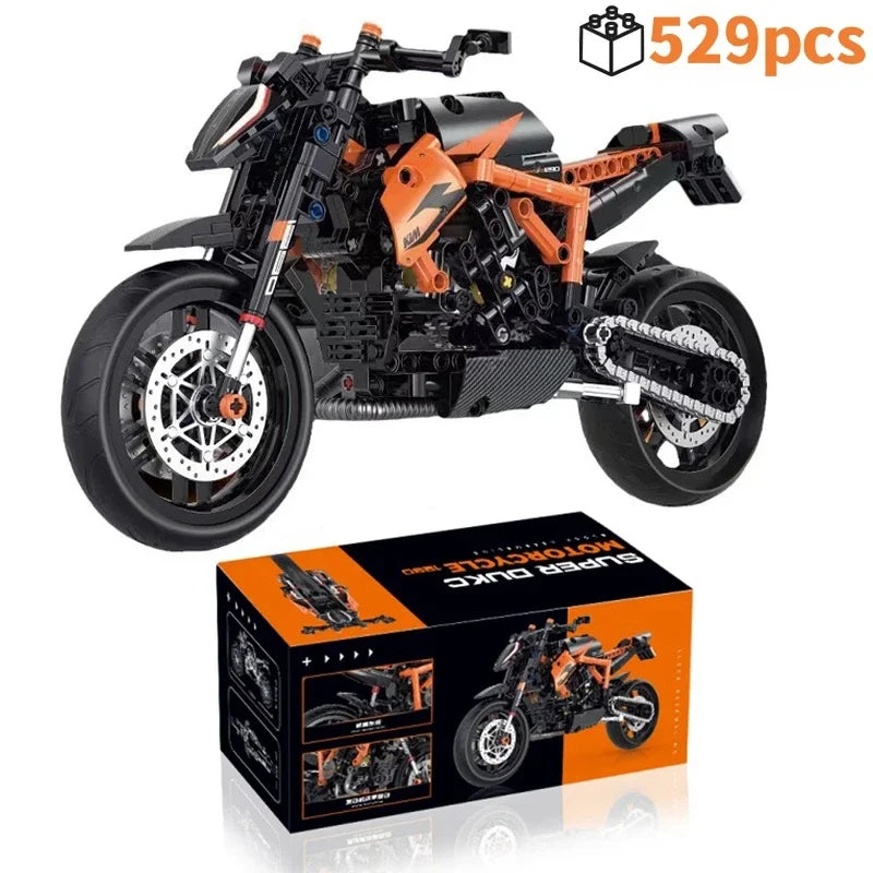 Technical MOC Construction Bricks Motorcycle Model Creative Building Kit Assembly Toys Educational Gift for Children Boys Girls