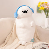 High Quality Cartoon Earphone Seal Sea Otter Plush Toy Ball Round Cushion Throw Pillow for Kids Birthday Gift School Nap Sleep