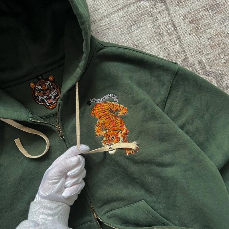 Y2K Tiger Claw Embroidered Relaxed Hoodie