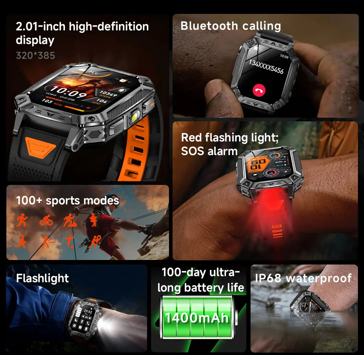 2026 Military-Grade Outdoor Sports Smartwatch 1400mAh