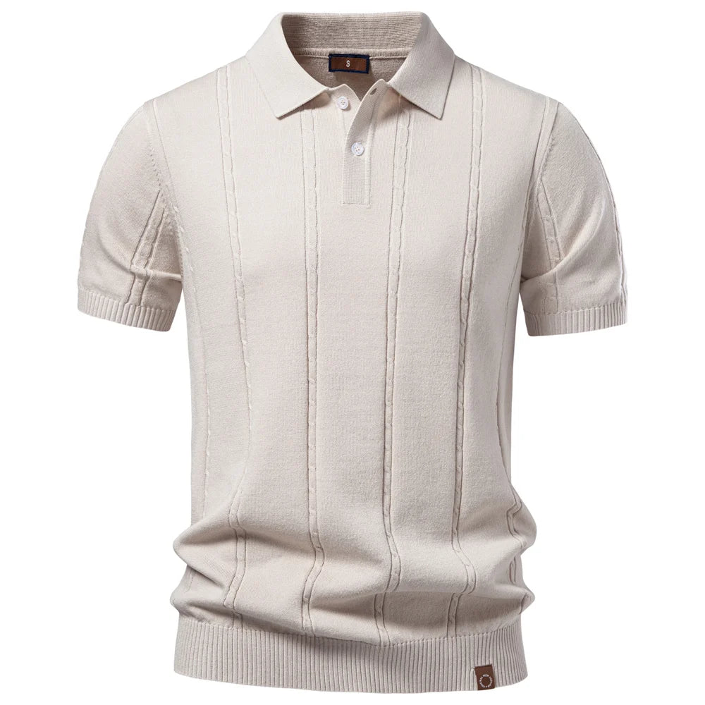 AIOPESON Men's Stripe Golf Polo Shirt | Icy Silk Touch