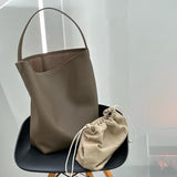 MENDY Bucket Bag Large Women's Bag Tote Bag Shoulder Bag Luxury Designer Genuine Leather Handbag Japanese Popular Bag Soft Row