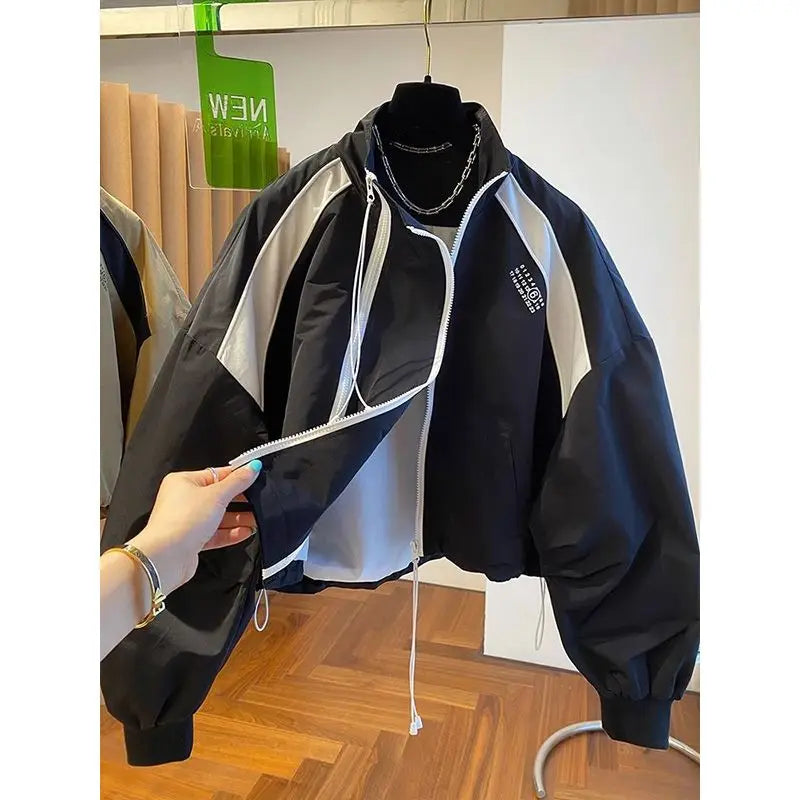 Elegant Stand Collar Zip Jacket for Women