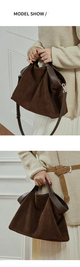Women's Large Capacity Tote Bag 2025 New Vintage Suede Leather Spacious Crossbody Bag Commuting Versatile Trendy Premium Handbag