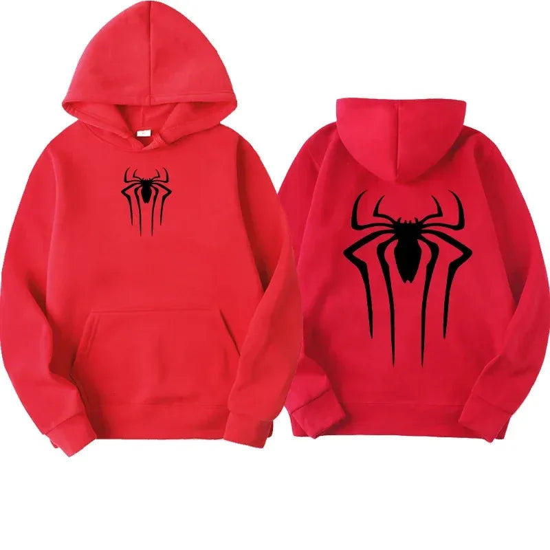 Unisex Spider Print Relaxed-Fit Hoodie