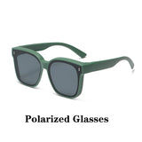 Polarized Clip-On Sunglasses for Glasses Wearers, Fashion Square Over Glasses Myopia Sunglasses, UV400 Protection for Driving, Fishing & Outdoor Use