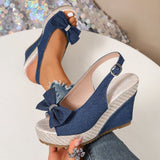 Women's Rivet-Detail Wedge Sandals — Buckle Strap Platform Beach Shoes