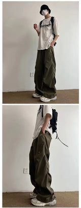 Techwear Parachute Cargo Pants - Men's Hip Hop Wide Leg Streetwear