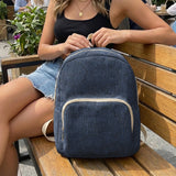 Gothic Skull Allover Print Women Fashion Backpack Corduroy Multi-pocket Large Capacity Commuter Bag