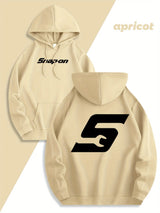Red Snapon Hooded Sweatshirt Casual Long Sleeve Pullover100% Polyester Knit Fabric All-Season Warm Hoodie with Drawstring