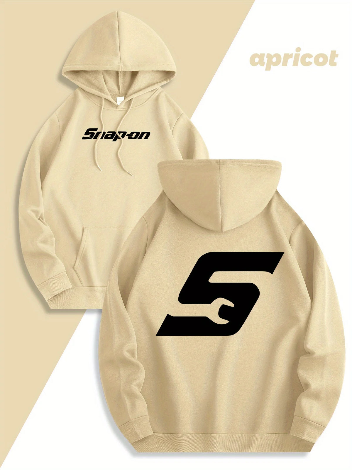 Red Snapon Hooded Sweatshirt Casual Long Sleeve Pullover100% Polyester Knit Fabric All-Season Warm Hoodie with Drawstring